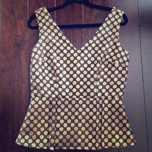 NWT Stunning Black and Gold Polka Dot Metallic Top